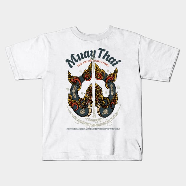 Muay Thai Tattoo Serpents The Art of Eight Limbs Kids T-Shirt by KewaleeTee